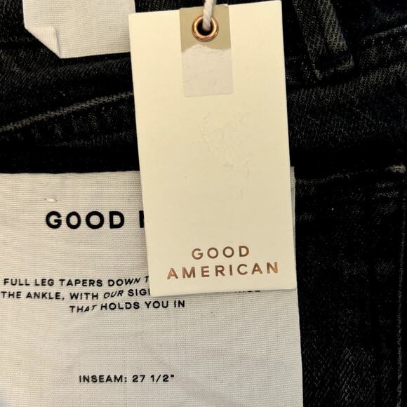 NWT Good American Good Mom Tapered Leg Jeans Women's Size 6 / 28 Black Distress - Picture 8 of 12